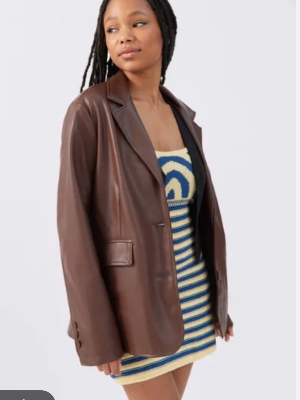 Urban Outfitters Brown Faux Leather Blazer